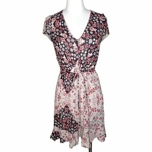 Vintage Rebecca Minkoff A-line Mini Dress Floral Patchwork Red Black White 2